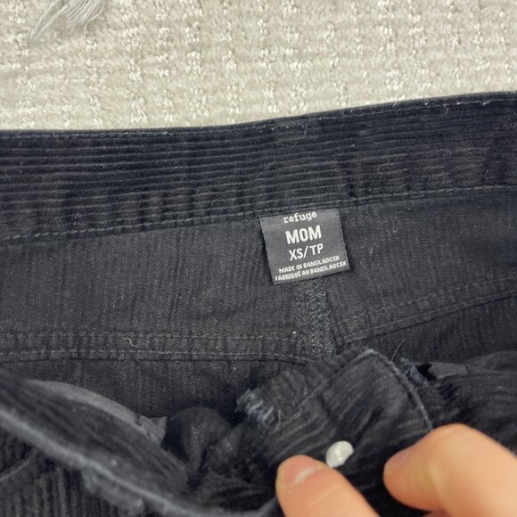 Y2K Refuge Denim Mom Black Corduroy Pants Women Sz XS Skater Punk Goth Baggy - Picture 4 of 9